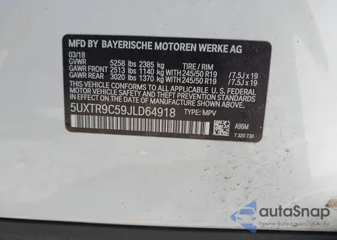 2018 BMW X3 xDrive30I from USA, damaged, VIN 5UXTR9C59JLD64918